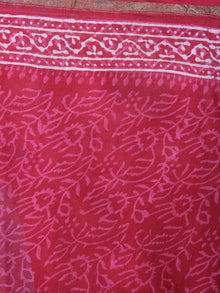 Red Pink Beige Hand Block Bagru Printed in Natural Vegetable Colors Chanderi Saree - S03170552