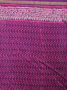 Purple Beige Pink Hand Block Bagru Printed in Natural Vegetable Colors Chanderi Saree - S03170553