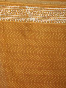 Mustard Yellow Beige Hand Block Bagru Printed in Natural Vegetable Colors Chanderi Saree - S03170556