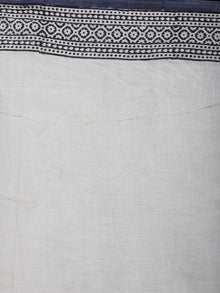 Beige Black Grey Hand Block Printed Cotton Saree in Natural Colors - S03170571