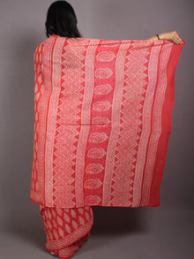 Pink Beige Hand Block Printed Cotton Saree in Natural Colors - S03170572