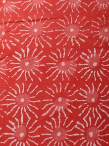 Orange White Hand Block Printed Cotton Cambric Fabric Per Meter - F0916437