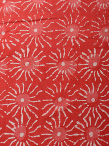 Orange White Hand Block Printed Cotton Cambric Fabric Per Meter - F0916437