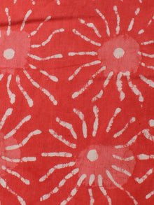 Orange White Hand Block Printed Cotton Cambric Fabric Per Meter - F0916437