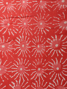 Orange White Hand Block Printed Cotton Cambric Fabric Per Meter - F0916437