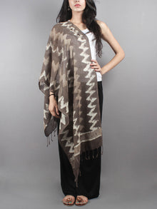 Brown Bagru Hand Printed Handloom Cotton Stole- S6317006