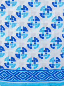 Ivory Blue Hand Block Printed Cotton Suit-Salwar Fabric With Chiffon Dupatta - S16281235