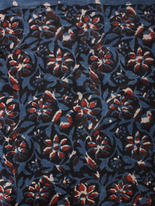 Black Indigo Maroon Hand Block Printed Cotton Cambric Fabric Per Meter - F0916440