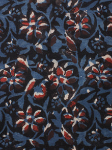 Black Indigo Maroon Hand Block Printed Cotton Cambric Fabric Per Meter - F0916440