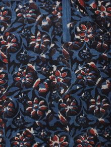 Black Indigo Maroon Hand Block Printed Cotton Cambric Fabric Per Meter - F0916440