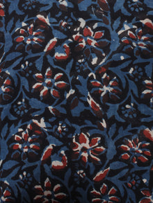 Black Indigo Maroon Hand Block Printed Cotton Cambric Fabric Per Meter - F0916440