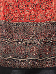 Red Black Mughal Nakashi Ajrakh Hand Block Printed Cotton Stole - S6317025
