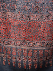 Indigo Maroon Mughal Nakashi Ajrakh Hand Block Printed Cotton Stole - S6317027