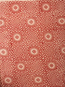 Beige Maroon Hand Block Printed Cotton Cambric Fabric Per Meter - F0916457