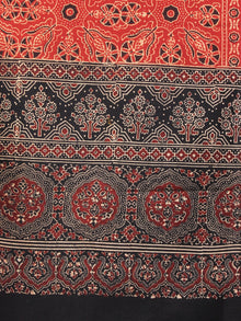Red Black Maroon Mughal Nakashi Ajrakh Hand Block Printed Cotton Stole - S6317034
