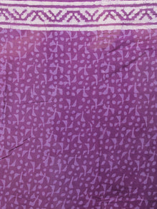 Purple White Hand Block Printed in Natural Colors Cotton Mul Saree - S03170628