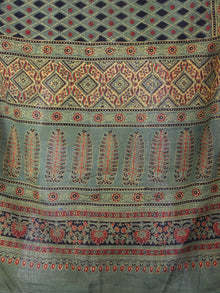 Green Multi Color Mughal Nakashi Ajrakh Hand Block Printed Cotton Stole - S6317040