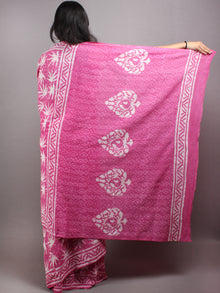Pink White Hand Block Printed in Natural Colors Cotton Mul Saree - S03170629