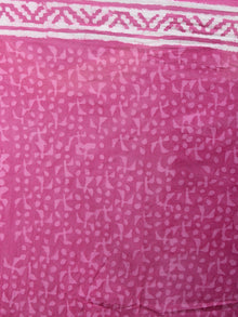 Pink White Hand Block Printed in Natural Colors Cotton Mul Saree - S03170629