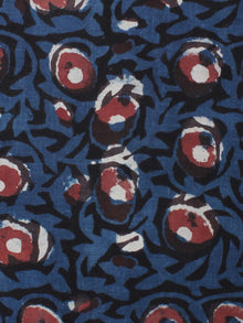 Black Indigo Maroon Hand Block Printed Cotton Cambric Fabric Per Meter - F0916441