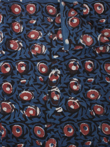 Black Indigo Maroon Hand Block Printed Cotton Cambric Fabric Per Meter - F0916441