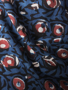 Black Indigo Maroon Hand Block Printed Cotton Cambric Fabric Per Meter - F0916441