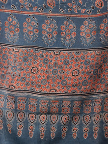 Indigo Red Black Mughal Nakashi Ajrakh Hand Block Printed Cotton Stole - S6317042