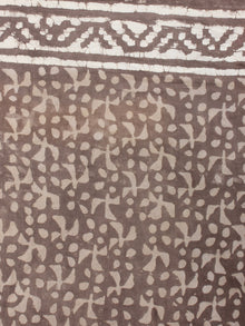 Brown Beige Ivory Hand Block Printed in Natural Colors Cotton Mul Saree - S03170631