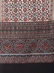 Beige Red Black Mughal Nakashi Ajrakh Hand Block Printed Cotton Stole - S6317050