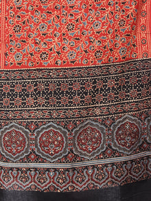 Red Black Mughal Nakashi Ajrakh Hand Block Printed Cotton Stole - S6317052