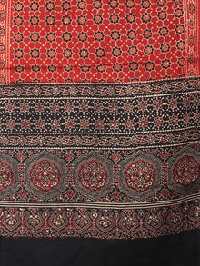 Maroon Black Beige Mughal Nakashi Ajrakh Hand Block Printed Cotton Stole - S6317054