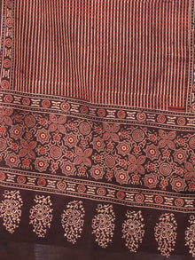 Brown Beige Red Mughal Nakashi Ajrakh Hand Block Printed Cotton Stole - S6317063