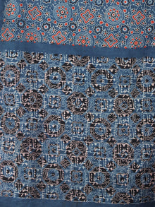 Indigo Red Black Mughal Nakashi Ajrakh Hand Block Printed Cotton Stole - S6317064