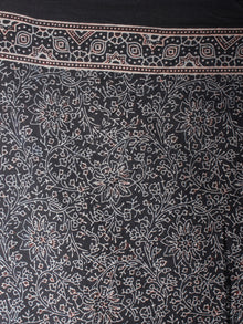 Indigo Black Maroon Mughal Nakashi Ajrakh Hand Block Printed in Natural Vegetable Colors Cotton Mul Saree - S03170654