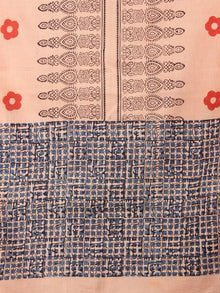 Beige Black Red Mughal Nakashi Ajrakh Hand Block Printed Cotton Stole - S6317067
