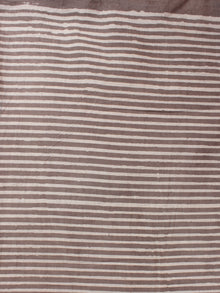 Brown Beige Hand Block Printed Cotton Cambric Fabric Per Meter - F0916458