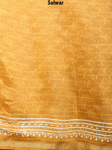 GoldenRod Yellow Hand Block Printed Chanderi Kurta-Salwar Fabric With Chanderi Dupatta - S1628066