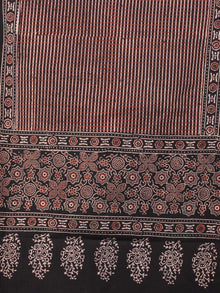 Black Maroon Mughal Nakashi Ajrakh Hand Block Printed Cotton Stole - S6317072
