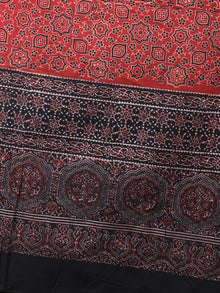 Maroon Black Beige Mughal Nakashi Ajrakh Hand Block Printed Cotton Dupatta - D0417081