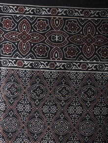 Indigo Beige Maroon Mughal Nakashi Ajrakh Hand Block Printed in Natural Vegetable Colors Cotton Mul Saree - S03170662