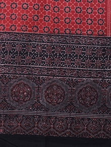 Maroon Black Beige Mughal Nakashi Ajrakh Hand Block Printed Cotton Dupatta - D0417082
