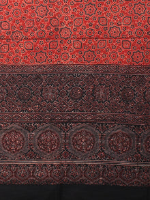 Maroon Black Beige Mughal Nakashi Ajrakh Hand Block Printed Cotton Dupatta - D0417083