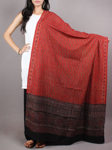 Maroon Black Beige Mughal Nakashi Ajrakh Hand Block Printed Cotton Dupatta - D0417085