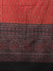 Maroon Black Beige Mughal Nakashi Ajrakh Hand Block Printed Cotton Dupatta - D0417085