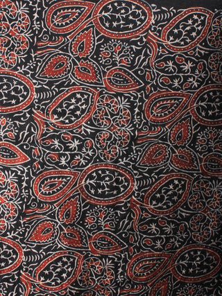 Indigo Beige Maroon Black Mughal Nakashi Ajrakh Hand Block Printed in Natural Vegetable Colors Cotton Mul Saree - S03170667