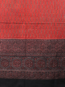 Maroon Black Beige Mughal Nakashi Ajrakh Hand Block Printed Cotton Dupatta - D0417087