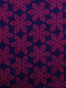 Indigo Pink Hand Block Printed Cotton Cambric Fabric Per Meter - F0916459