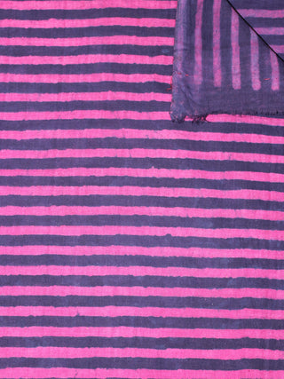 Indigo Pink Hand Block Printed Cotton Cambric Fabric Per Meter - F0916464
