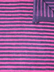 Indigo Pink Hand Block Printed Cotton Cambric Fabric Per Meter - F0916464