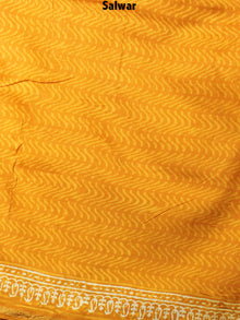 GoldenRod Yellow Hand Block Printed Chanderi Kurta-Salwar Fabric With Chanderi Dupatta - S1628067